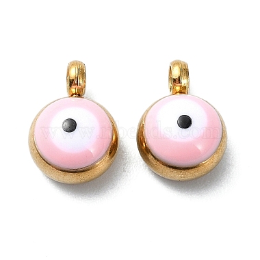 Real 18K Gold Plated Pink Evil Eye Stainless Steel+Enamel Charms