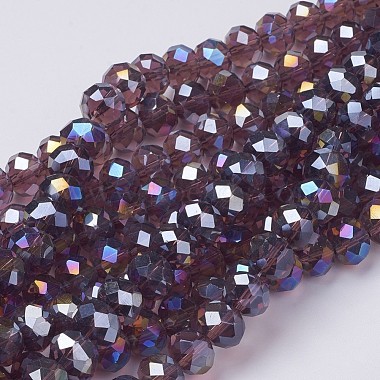 10mm Purple Abacus Electroplate Glass Beads