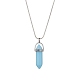 Bullet Shape Synthetic Luminous Stone Pendant Necklace with Brass Snake Chains(NJEW-JN04601)-3
