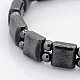 Magnetic Hematite Square and Round Beads Stretch Bracelets for Valentine's Day Gift(BJEW-M066-13)-2