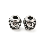 316 Surgical Stainless Steel  Beads, Fish, Antique Silver, 10.5x10mm, Hole: 4mm(STAS-Q304-41AS)