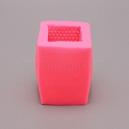 Food Grade Silicone Molds, Fondant Molds, Baking Molds, Chocolate, Candy, Biscuits, UV Resin & Epoxy Resin Jewelry Making, Cuboid with Honeycomb, Hot Pink, 68.5x67.5x84.5mm, Inner Diameter: 42x43mm(DIY-WH0301-64)