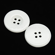Resin Buttons, Dyed, Flat Round, White, 25x3mm, Hole: 2mm(RESI-D033-25mm-01)