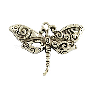 Tibetan Style Alloy Dragonfly Pendants, Cadmium Free & Lead Free, Antique Silver, 20.5x28.5x3.5mm, Hole: 1.5mm(TIBEP-3799-AS-LF)