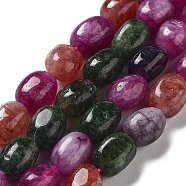 Dyed Natural Malaysia Jade Beads Strands, Oval, Medium Violet Red, 8.5~11x7~8.5x7~8.5mm, Hole: 1mm, about 18pcs/strand, 7.28~7.48 inch(18.5~19cm)(G-P528-I04-01)