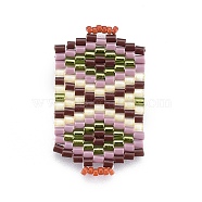 MIYUKI & TOHO Handmade Japanese Seed Beads Links, Loom Pattern, Rectangle, Colorful, 31~32x18~18.5x1.6~1.7mm, Hole: 1.5~2x3~3.5mm(SEED-E004-N02)