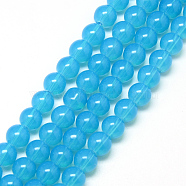 Baking Painted Glass Beads Strands, Imitation Opalite, Round, Deep Sky Blue, 8mm, Hole: 1.3~1.6mm, about 100pcs/strand, 31.4 inch(X-DGLA-Q023-8mm-DB25)