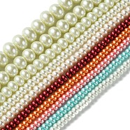 Grade A Glass Pearl Beads Strands, Rondelle, Mixed Color, 5~12x3~8mm, Hole: 1mm, about 50~130pcs/strand, 15.7 inch~16.1 inch(HY-E001-02)