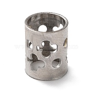 304 Stainless Steel European Beads, Large Hole Beads, Column, Stainless Steel Color, Flower, 10x7mm, Hole: 6mm(STAS-P328-13P-03)
