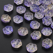 Two Tone Transparent Baking Painted Glass Beads, Paw Print, Medium Purple, 13.5x15x8.5mm, Hole: 1.2mm(GLAA-S190-021-B05)