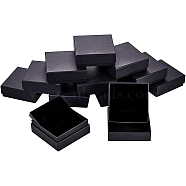 Kraft Paper Cardboard Jewelry Boxes, Ring/Earring Box, Square, Black, 10x10x3.5cm(CBOX-BC0001-15B)