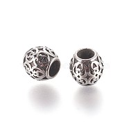 304 Stainless Steel Beads, Rondelle, Antique Silver, 8.5x8mm, Hole: 4.2mm(STAS-P237-51AS)