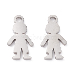 201 Stainless Steel Pendants, Laser Cut, Manual Polishing, Boy, Stainless Steel Color, 14x7x1mm, Hole: 1.6mm(STAS-D451-21P)