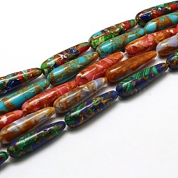 Synthetic Imperial Jasper Bead Strands, Dyed, teardrop, Mixed Color, 30x7mm, Hole: 1mm, about 13pcs/strand,15.7 inch(G-I099-10)