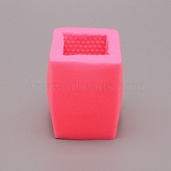 Food Grade Silicone Molds, Fondant Molds, Baking Molds, Chocolate, Candy, Biscuits, UV Resin & Epoxy Resin Jewelry Making, Cuboid with Honeycomb, Hot Pink, 68.5x67.5x84.5mm, Inner Diameter: 42x43mm(DIY-WH0301-64)