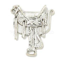 Tibetan Style Alloy Western Cowboy Saddle Watch Fob Metal Chandelier Component Links, Lead Free and Cadmium Free, Antique Silver, 40x33.5x3.5mm, Hole: 1.6mm(FIND-U015-24AS)