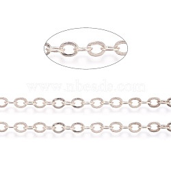 Brass Flat Oval Cable Chains, Unwelded, Cadmium Free & Nickel Free & Lead Free, Rose Gold, 3.3x2.6x0.5mm(X-CHC025Y-01-RG)