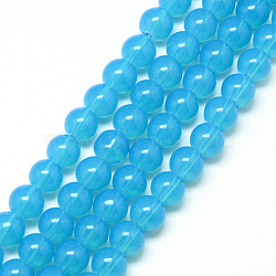 Baking Painted Glass Beads Strands, Imitation Opalite, Round, Deep Sky Blue, 8mm, Hole: 1.3~1.6mm, about 100pcs/strand, 31.4 inch(X-DGLA-Q023-8mm-DB25)
