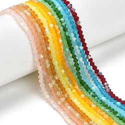 12 Strands 12 Colors Imitate Austrian Crystal Bicone Frosted Glass Beads Strands, Grade AA, Faceted, Mixed Color, 4x4mm, Hole: 1mm, about 87~89pcs/strand, 13.19~13.39 inch(33.5~34cm), 1 strand/color(GLAA-F029-TM4mm)