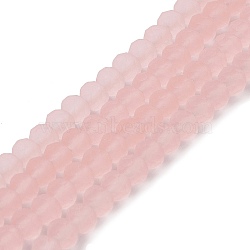 Transparent Glass Beads Strands, Faceted, Frosted, Rondelle, Pink, 3.5mm, Hole: 1mm(EGLA-A034-T3mm-MD22)