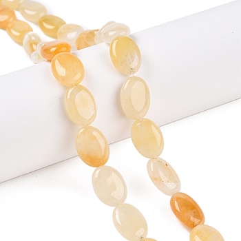 Natural Topaz Jade Beads Strands, Flat Oval, 14x10x5.5mm, Hole: 1.2mm, about 28pcs/strand, 15.55''(39.5cm)