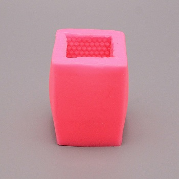 Food Grade Silicone Molds, Fondant Molds, Baking Molds, Chocolate, Candy, Biscuits, UV Resin & Epoxy Resin Jewelry Making, Cuboid with Honeycomb, Hot Pink, 68.5x67.5x84.5mm, Inner Diameter: 42x43mm