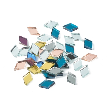 Rhombus Mosaic Tiles Glass Cabochons, for Home Decoration or DIY Crafts, Mixed Color, 19~20x11~12x3.5~4mm, about 900pcs/1000g