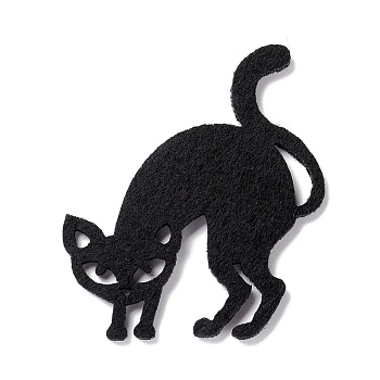 Wool Felt Cat Party Decorations, Halloween Themed Display Decorations, for Decorative Tree, Banner, Garland, Black, 60x53x2mm