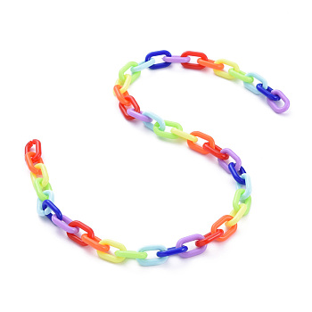 Handmade Opaque Acrylic Cable Chains, Colorful, 15x9x3mm, 39.37 inch(1m)/strand