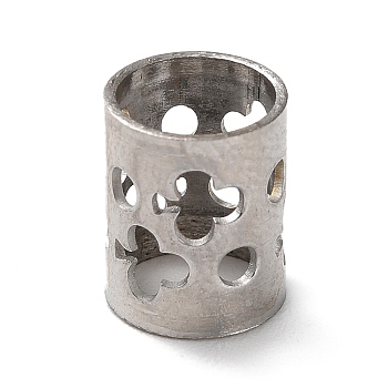 304 Stainless Steel European Beads, Large Hole Beads, Column, Stainless Steel Color, Flower, 10x7mm, Hole: 6mm