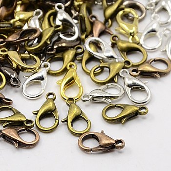 Zinc Alloy Lobster Claw Clasps, Parrot Trigger Clasps, Mixed Color, Mixed Color, 21x12mm, Hole: 2mm