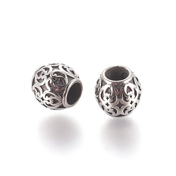 304 Stainless Steel Beads, Rondelle, Antique Silver, 8.5x8mm, Hole: 4.2mm