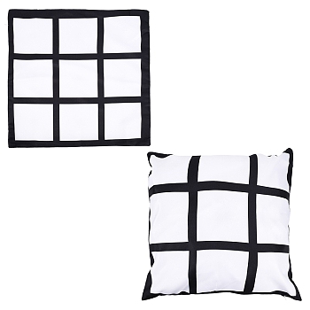 Polyester Peach Skin Fabric Pillowcase, Square, Grid Pattern, White, 40x40x0.5cm