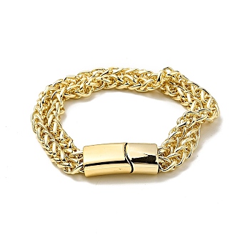 Men's Alloy Wheat Chains Double Layer Multi-strand Bracelet with Magnetic Clasp, Punk Metal Jewelry, Golden, 8-1/8 inch(20.5cm)