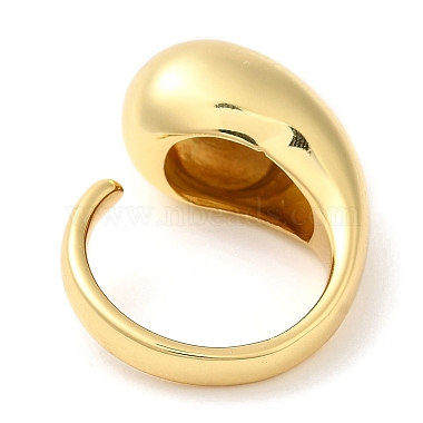 Rack Plating Brass Teardrop Open Cuff Ring for Women(RJEW-A016-03G)-2
