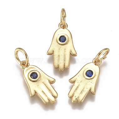 Real 18K Gold Plated Blue Palm Brass+Cubic Zirconia Charms