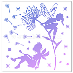 PET Plastic Hollow Out Drawing Painting Stencils Templates, Square, Fairy Pattern, 300x300mm(DIY-WH0244-251)
