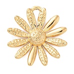304 Stainless Steel Pendants, Flower Charm, Golden, 24x23.5x3.5mm, Hole: 1.8mm(STAS-Q330-02G)