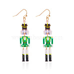 Christmas Theme Acrylic Human Dangle Earrings, Golden, Lime, 67x13mm(FS-WGA2E6F-05)