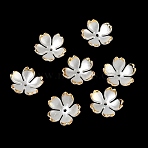 5-Petal ABS Plastic Imitation Pearl Bead Caps, Flower, with Golden Edge, White, 18x5.5mm, Hole: 1.5mm, about 1219pcs/500g(KY-F024-01)