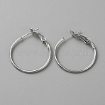 Brass Hoop Earring Findings, Ring, Real Platinum Plated, 21 Gauge, 24.5~25x1.2mm, Pin: 0.7mm(FIND-WH0110-742A-P)
