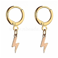 Brass Huggie Hoop Earrings, Lightning Bolt, Golden, 28mm, Pin: 0.8mm(X-EJEW-JE04208-03)