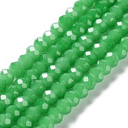 Baking Painted Imitation Jade Glass Bead Strands, Faceted Rondelle, Medium Sea Green, 8x6mm, Hole: 1mm, about 63~65pcs/strand, 39~40cm(DGLA-A034-J8MM-A10)