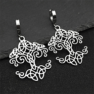 304 Stainless Steel Hoop Earrings for Women, Triquetra Knot Amulet Tree Of Life, Stainless Steel Color, 59x35mm(EJEW-S239-03P)