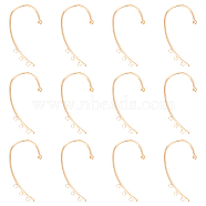 Unicraftale 12Pcs Brass Ear Cuff Findings, Climber Wrap Around Earring Wire with 3 Horizontal Loop, Golden, 50x28x4mm, Hole: 1.8mm(FIND-UN0002-16G)