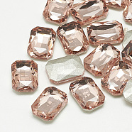 Pointed Back Glass Rhinestone Cabochons, Faceted, Rectangle Octagon, Vintage Rose, 8x6x3mm(RGLA-T079-6x8mm-08)