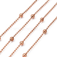 Electroplate Brass Round Ball Chains, Soldered, Rose Gold, 1.5mm(X-CHC-L019-71RG)