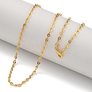 Brass Heart Link Chain Necklaces for Women, Real 18K Gold Plated, 17.72 inch(45cm)(NJEW-U011-10G)