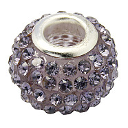 Resin Rhinestone Beads, with Silver Color Brass Double Cores, Grade A, Rondelle, Violet, 10x7mm, Hole: 2.5mm(CPDL-H001-10x7mm-16)