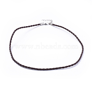 Trendy Braided Imitation Leather Necklace Making, with Iron End Chains and Lobster Claw Clasps, Platinum Metal Color, Coconut Brown, 16.9 inchx3mm(NJEW-S105-002)